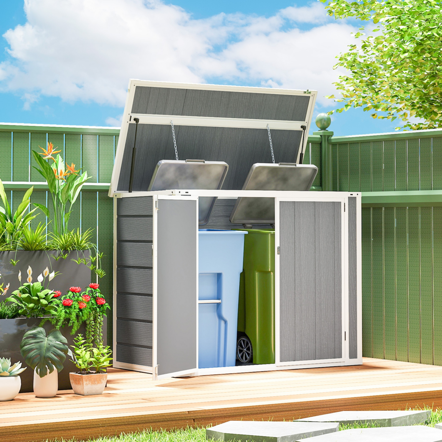 George Grey Outsunny 4.7X2.5 Double Bin Storage Shed