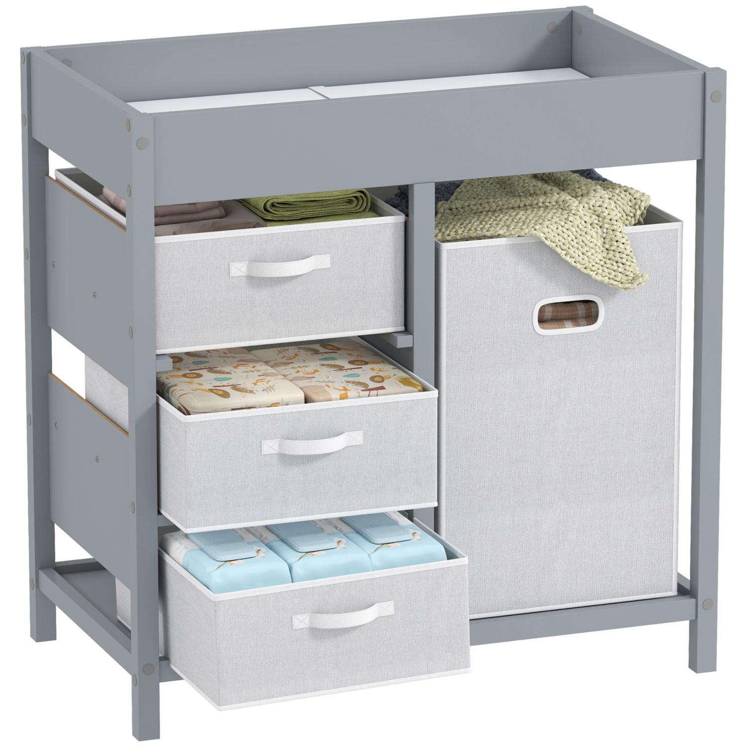 B&Q -  Baby Changing Unit With 4 DrawersDiaper Changing TableGrey - Image 7