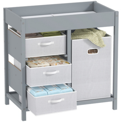 AIYAPLAY Baby Changing Unit With 4 Drawers - Diaper Changing Table - - Grey  | TJ Hughes
