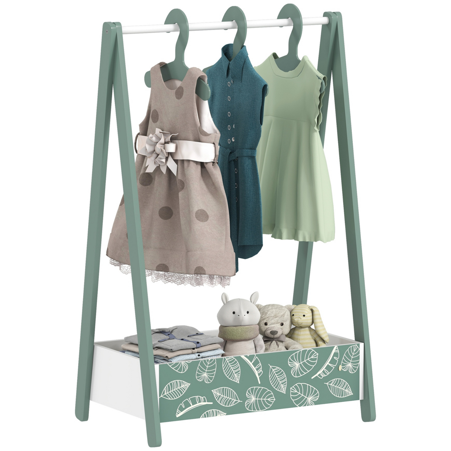 AIYAPLAY Baby Clothing Rack With Hangers - Shelf - Kids Clothes Rail - Green  | TJ Hughes - Image 5