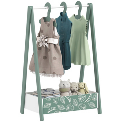 AIYAPLAY Baby Clothing Rack With Hangers - Shelf - Kids Clothes Rail - Green  | TJ Hughes