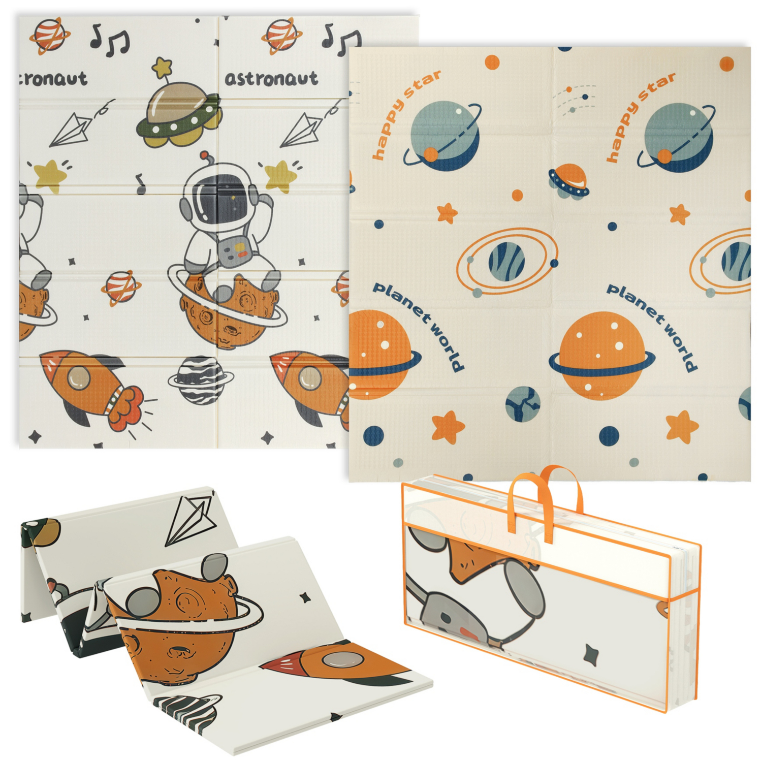 Aiyaplay Baby Play Mat, Double Sided Crawling Mat, Astronaut & Planet Theme - Image 5