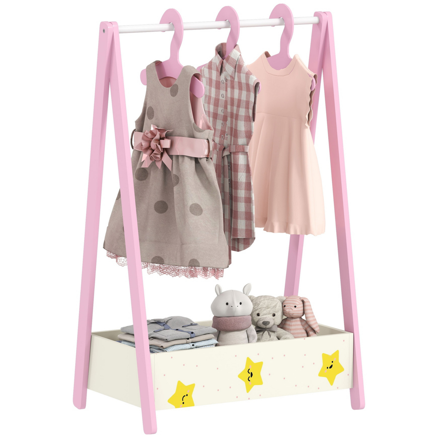 George Pink Aiyaplay Sun & Stars Kids Clothes Rack Shelf And Hangers