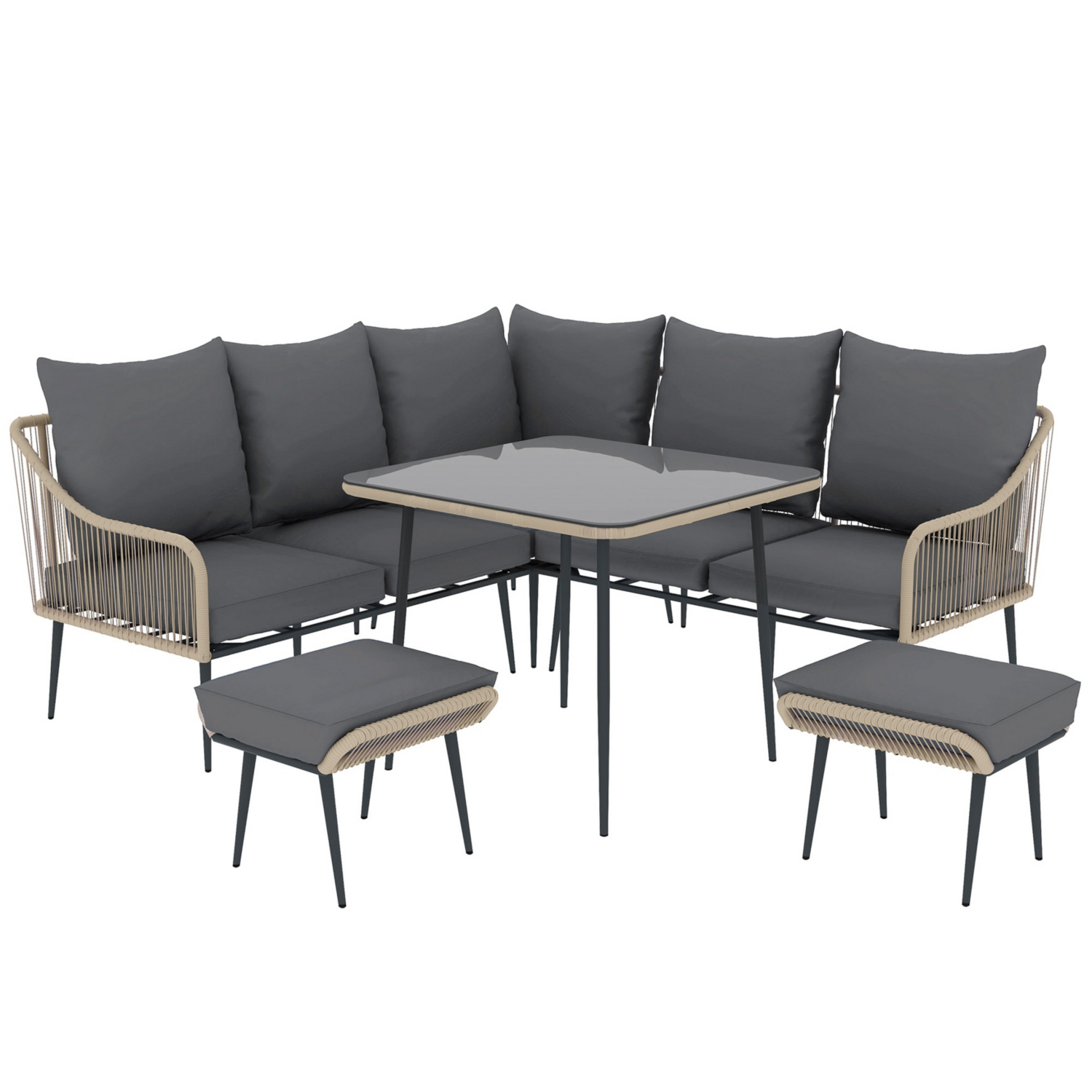 George Brown Outsunny Light 6 Piece Garden Sofa Set