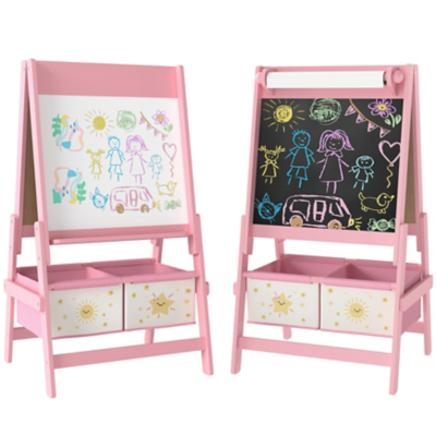 AIYAPLAY 3-in-1 Kids Easel - Double-Sided Art Easel With Paper Roll - Pink  | TJ Hughes