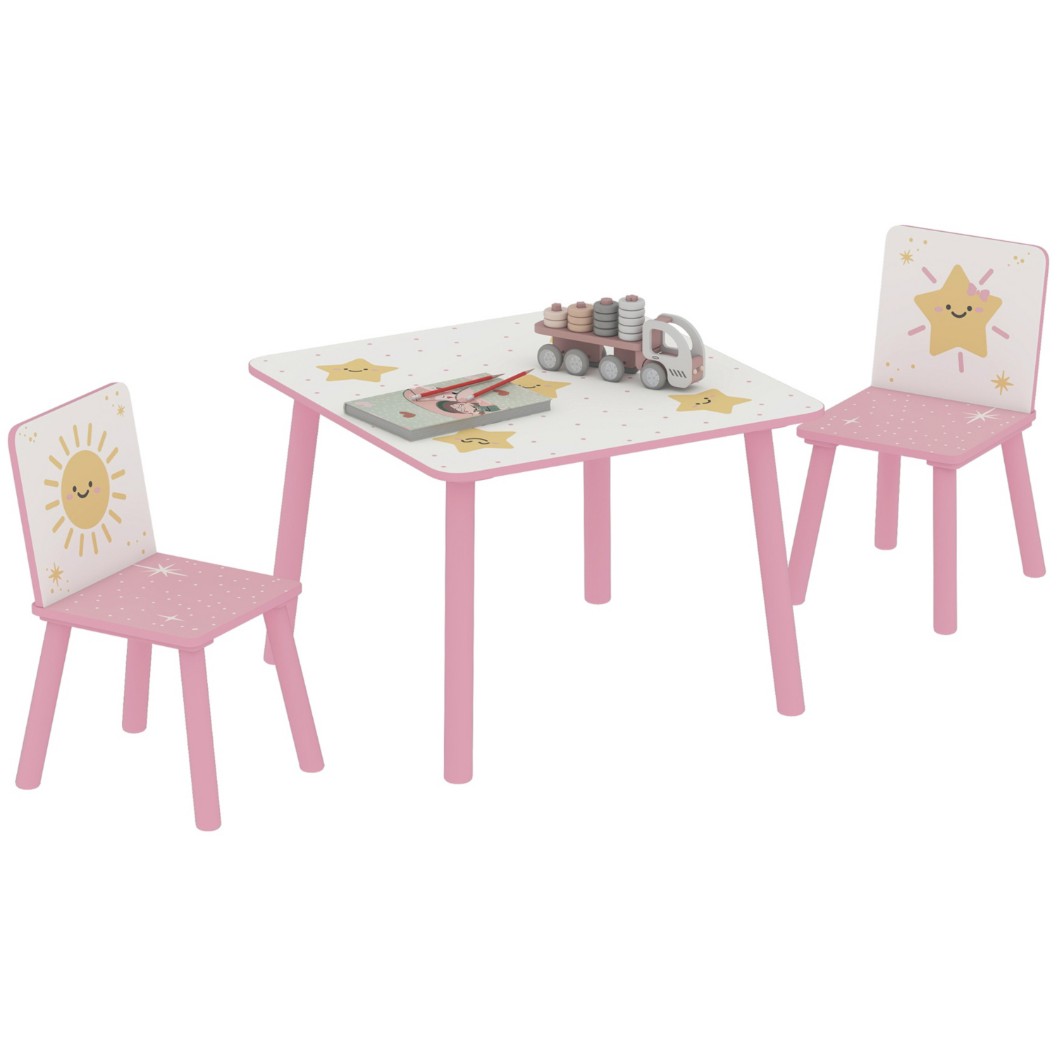 George Pink Aiyaplay Sun & Stars Kids Table And Chairs Set