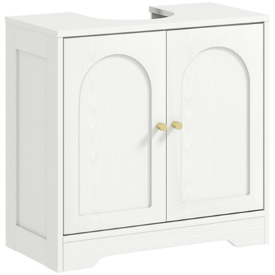 HOMCOM Modern Under Sink Cabinet for Basin without or with Pedestal, White, White