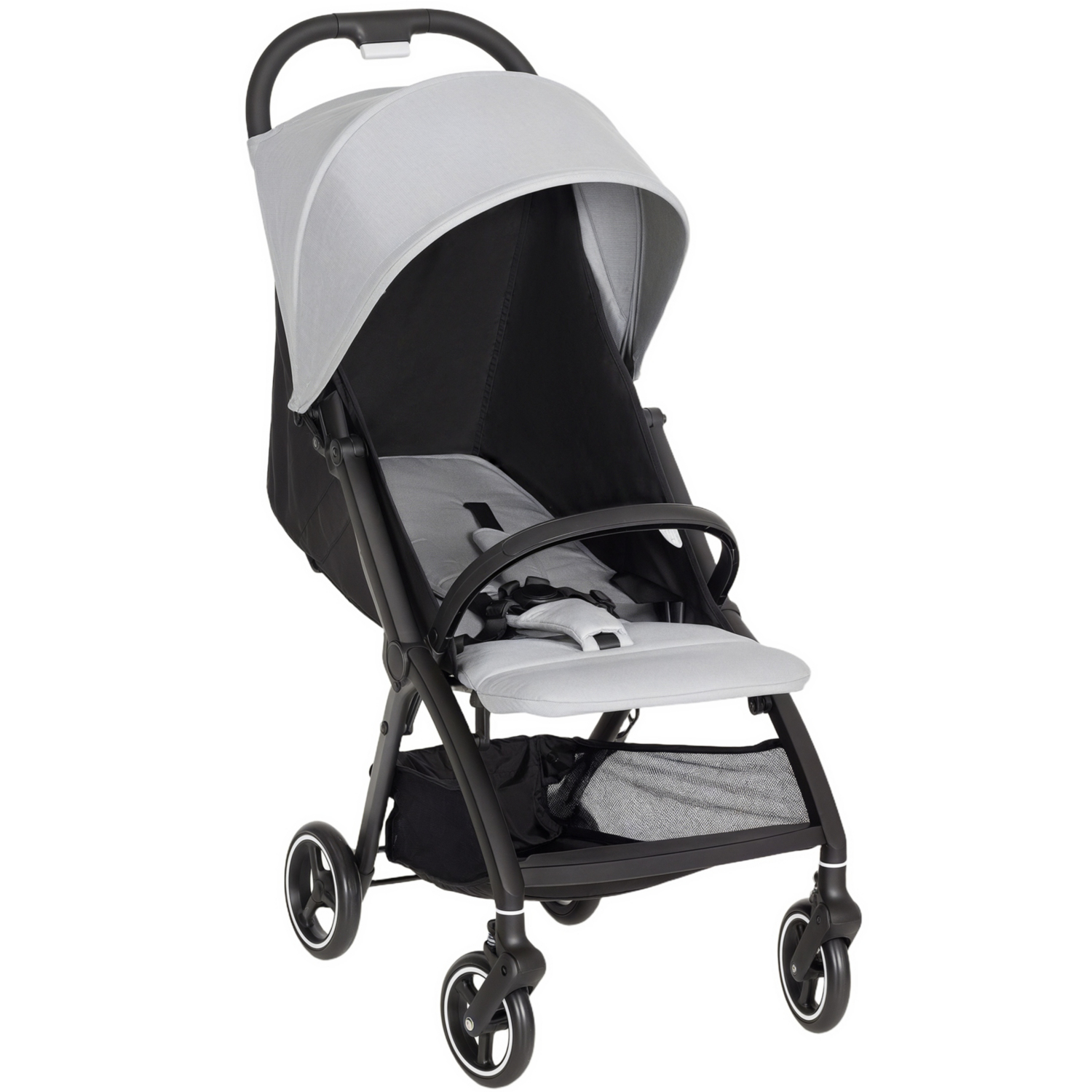 Aiyaplay Baby Pushchair, Foldable Toddler Stroller With Adjustable Backrest & Footrest, Canopy, Storage Basket, Compact With One Hand Baby Buggy, From Birth To 3 Years (15Kg), Light Grey - Image 5
