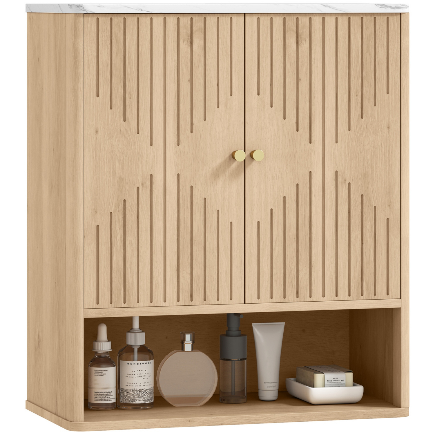 George Brown Oak Homcom Oak Wall Cabinet With Adjustable Shelves