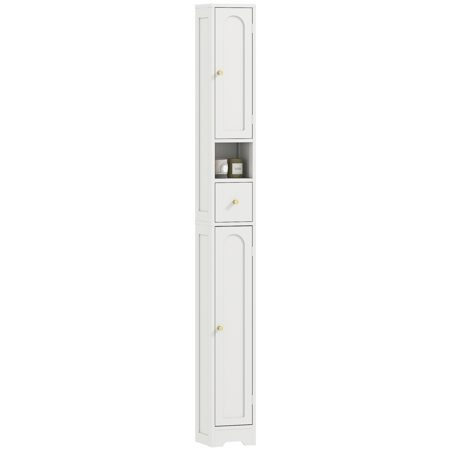 Homcom White 20Cm Slim Bathroom Storage Cabinet With Adjustable Shelves - Tall Bathroom Cabinet - 20W X 20D X 185H Cm - Image 12
