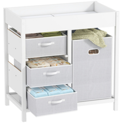 AIYAPLAY Baby Changing Unit With 4 Drawers - Diaper Changing Table - - White  | TJ Hughes