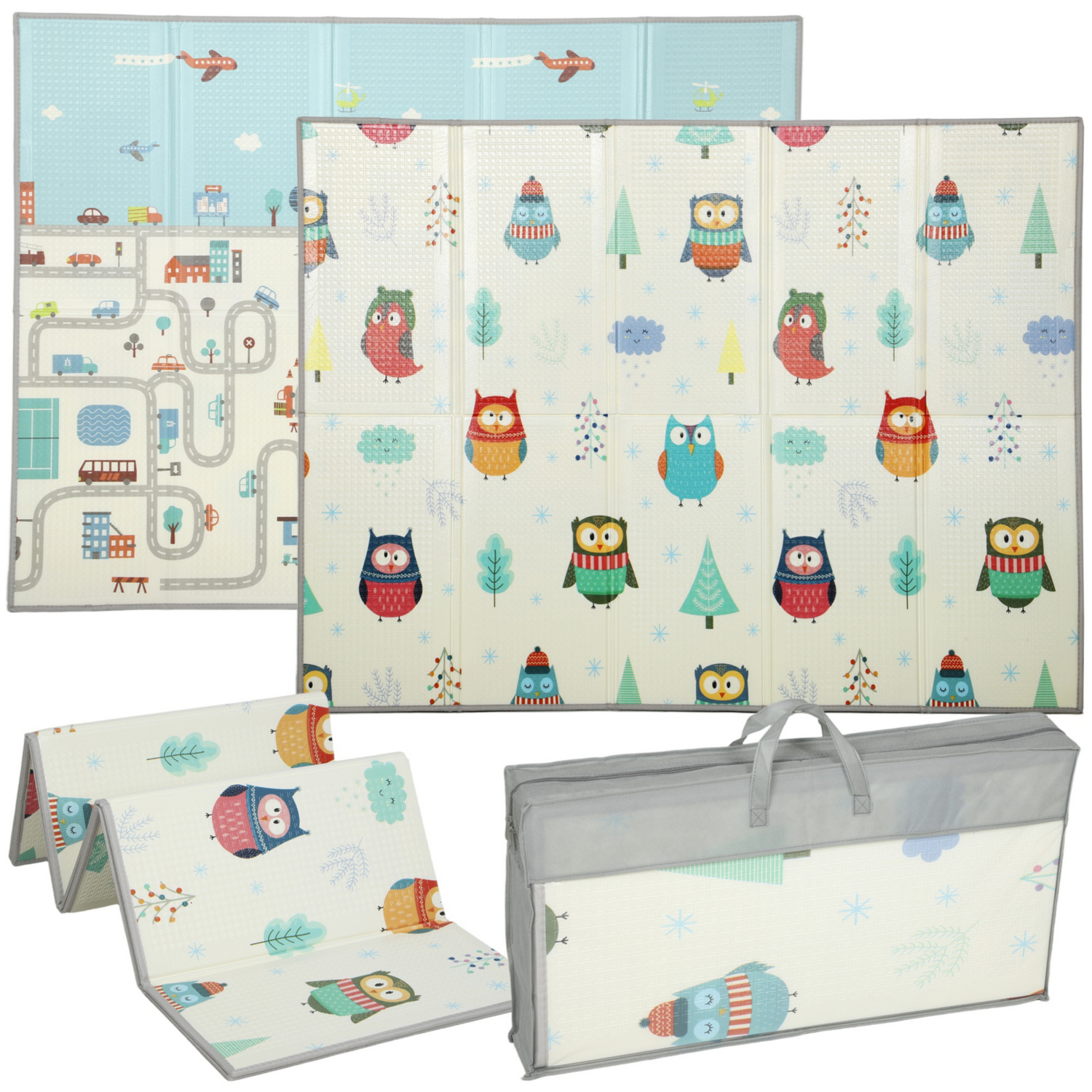 George Multi Aiyaplay Owl & Car Track Double-Sided Baby Play Mat