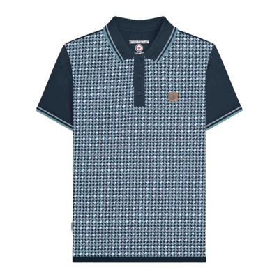 George Lambretta SS24 Houndstooth Polo Shirt - Navy