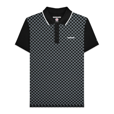 George Lambretta Two Tone All-Over Print Polo Shirt - Black