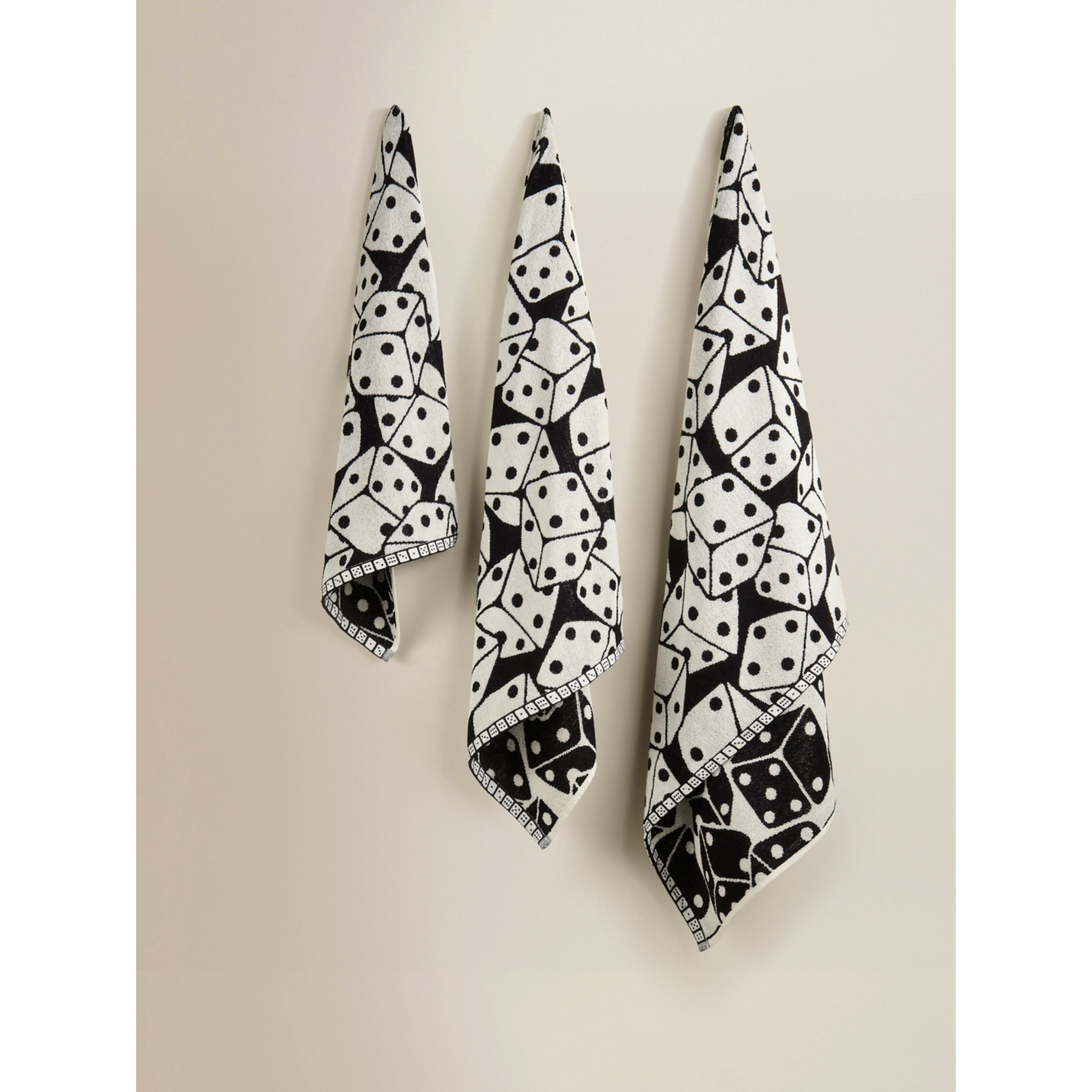 George Black & White Monochrome Dice Cotton Towel Range