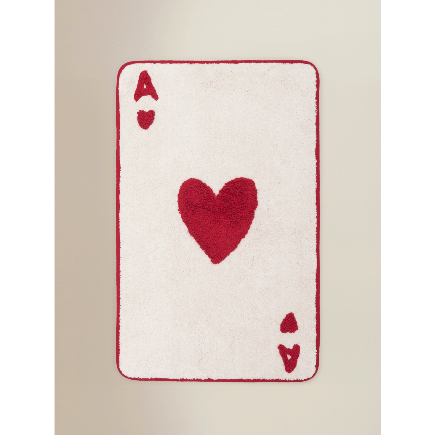 George Red & White Ace Of Hearts Playing Card Cotton Bath Mat