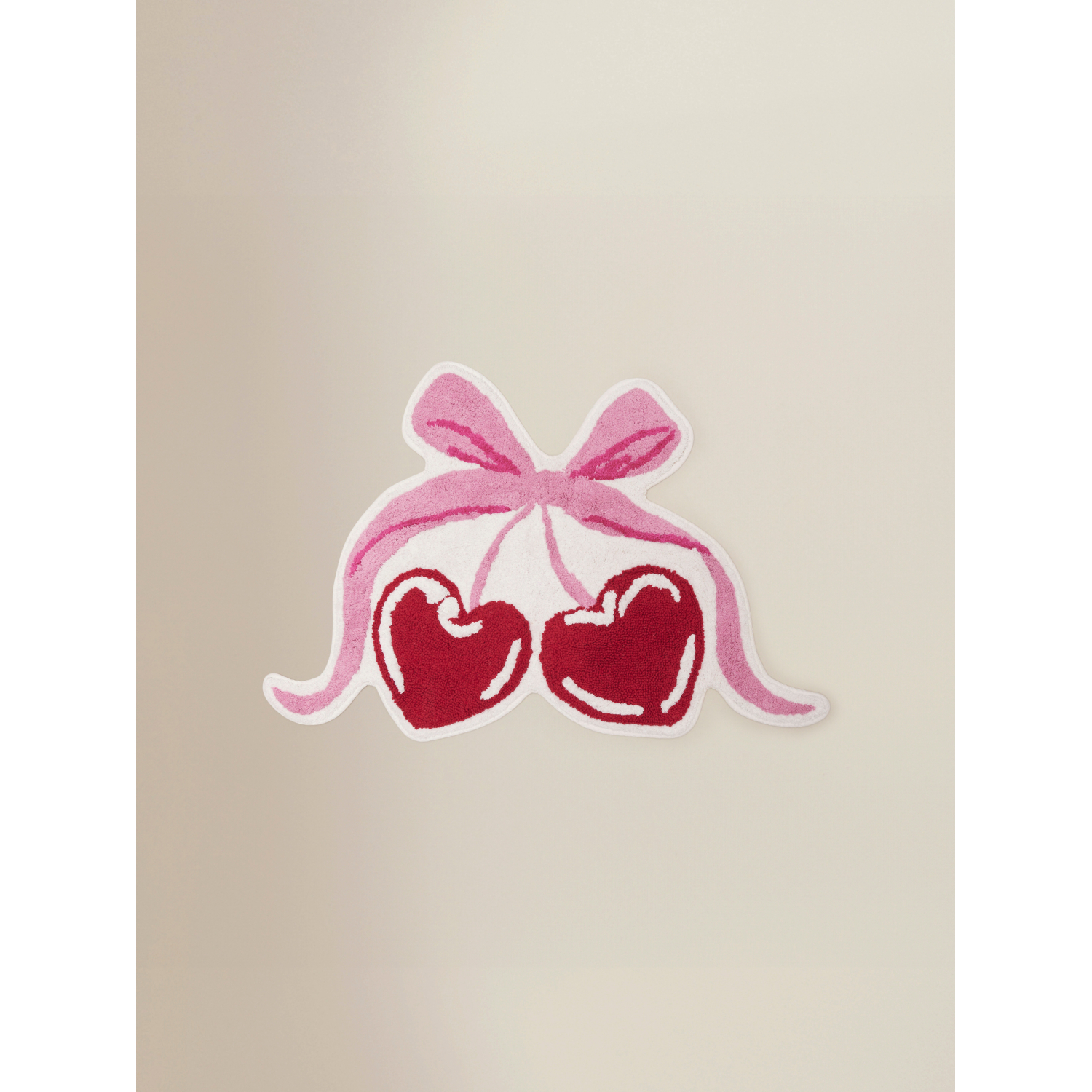 George Red & Pink Pink & Red Bow & Heart Cherries Cotton Bath Mat