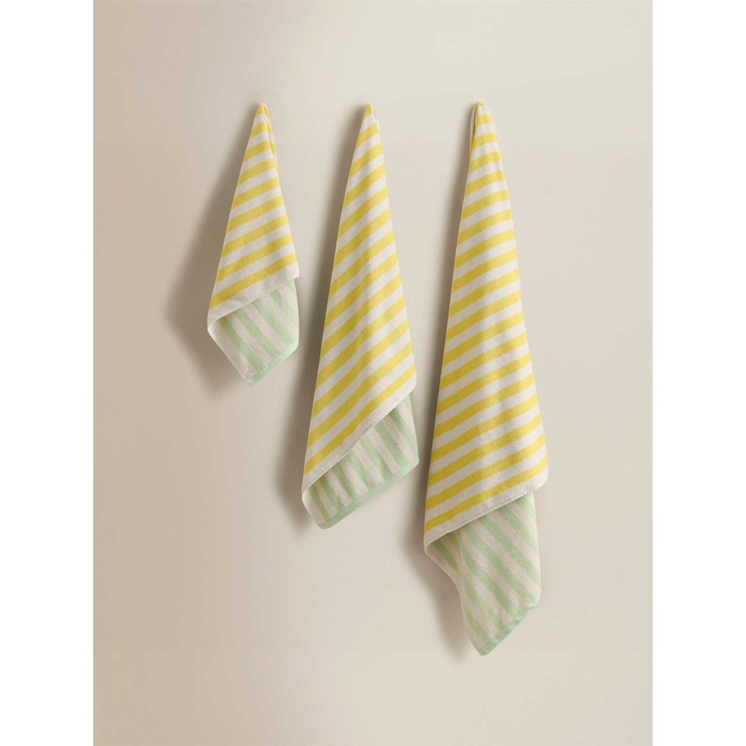 George Multi Yellow & Green Reversible Stripe Cotton Towel Range