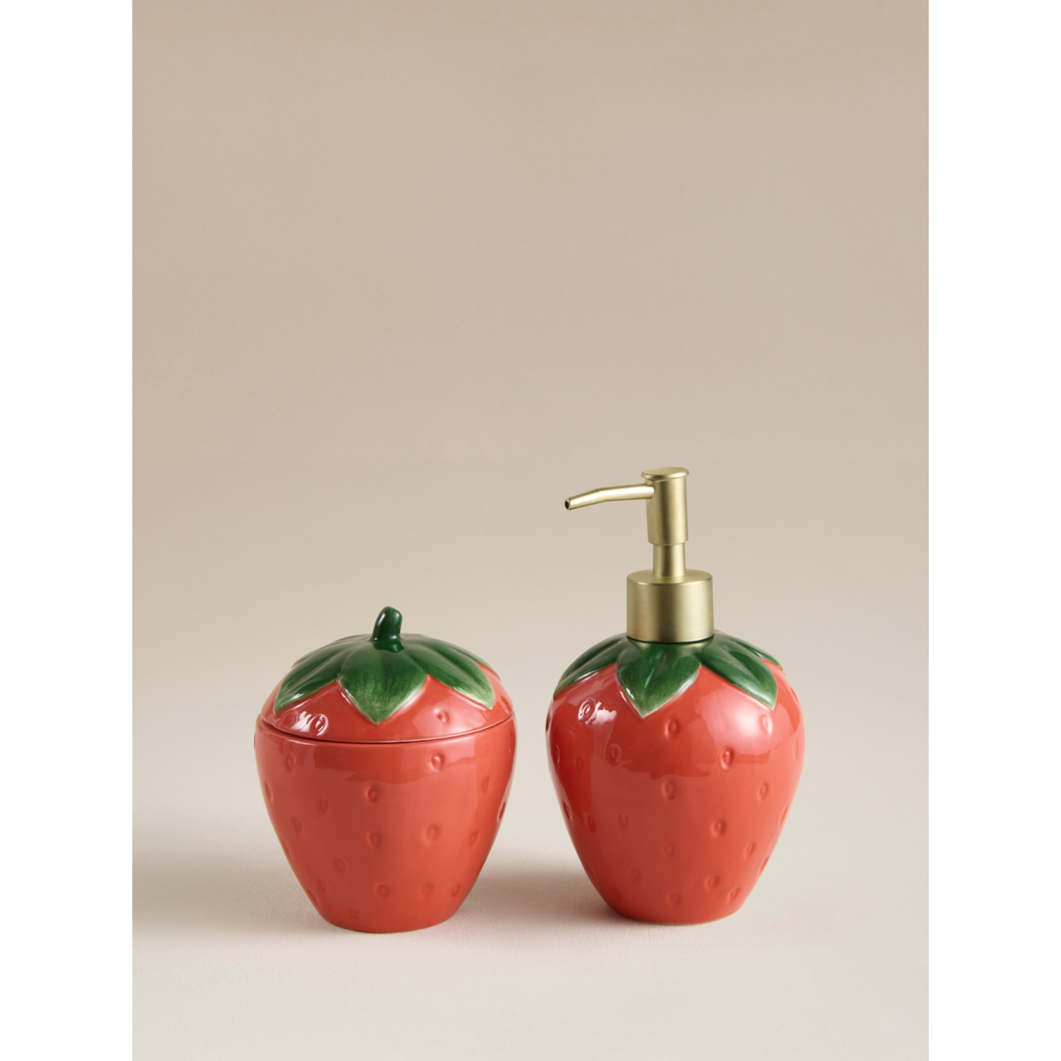 George Red Strawberry Soap Dispenser & Lidded Pot - Set Of 2
