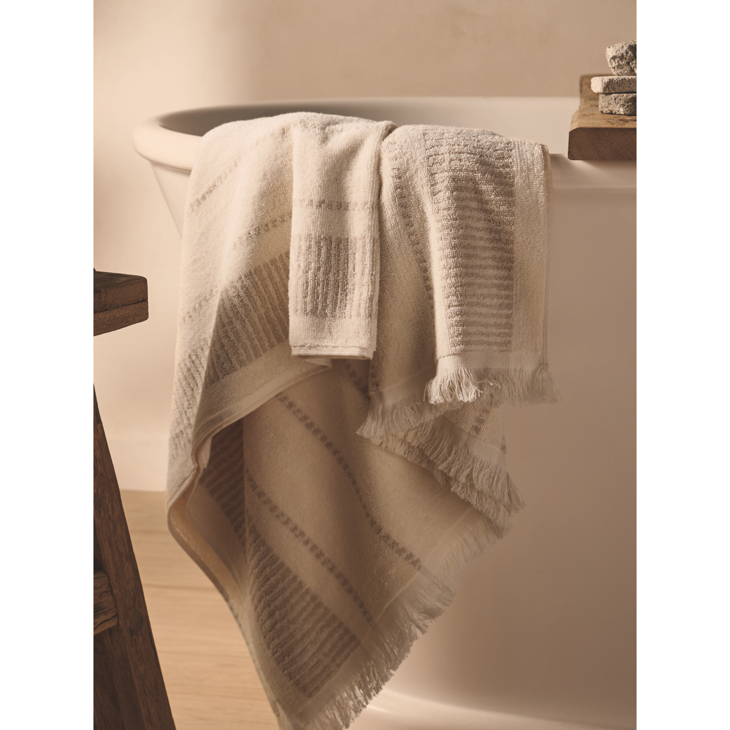George Neutral Stripe Cotton Towel Range