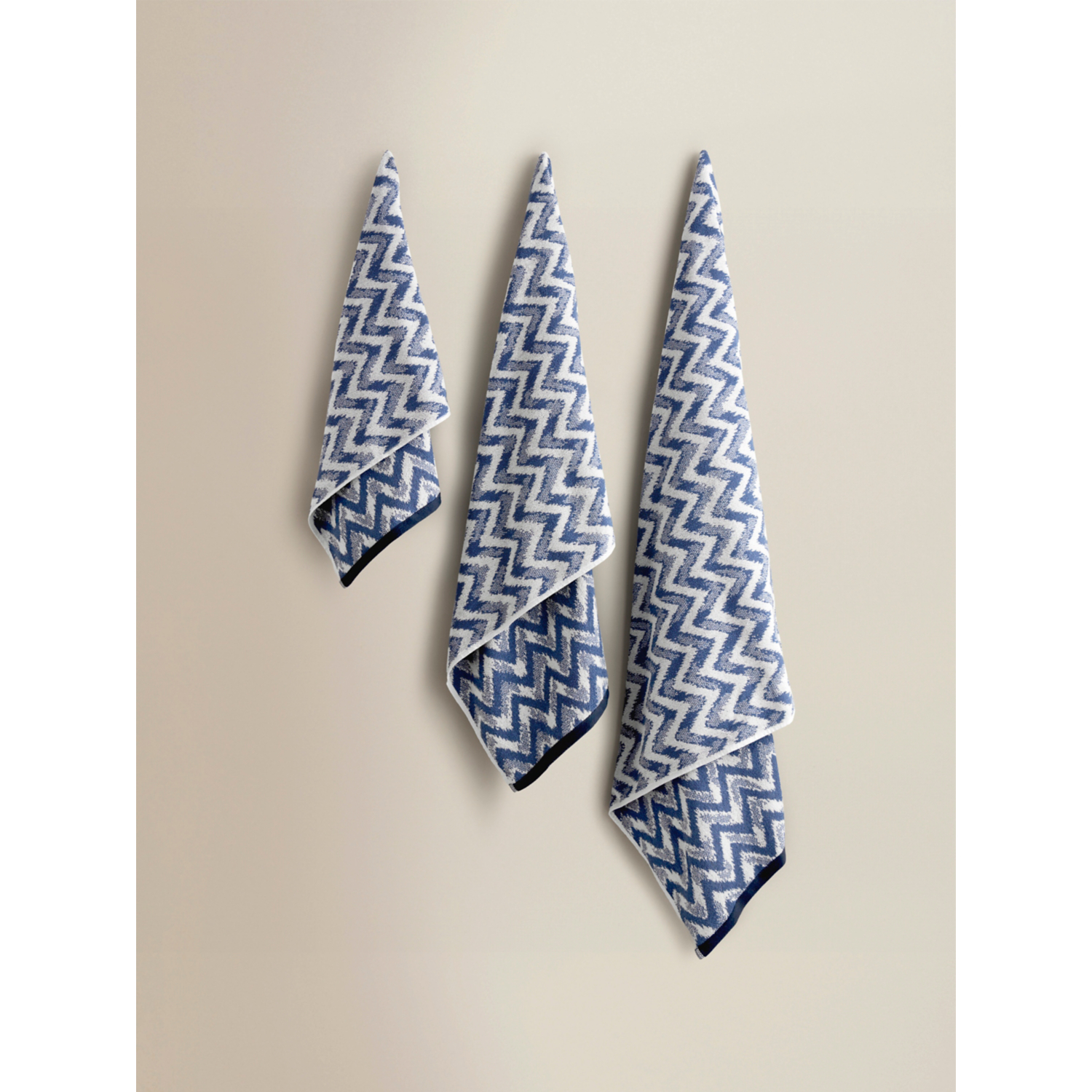 George Blue Ikat Chevron Cotton Towel Range