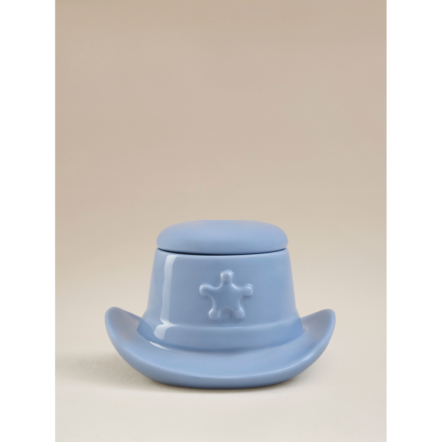 George Blue Cowboy Hat Lidded Pot