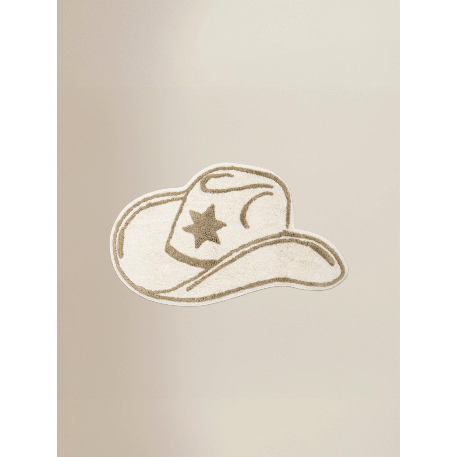 George Beige Cowboy Hat Cotton Bath Mat