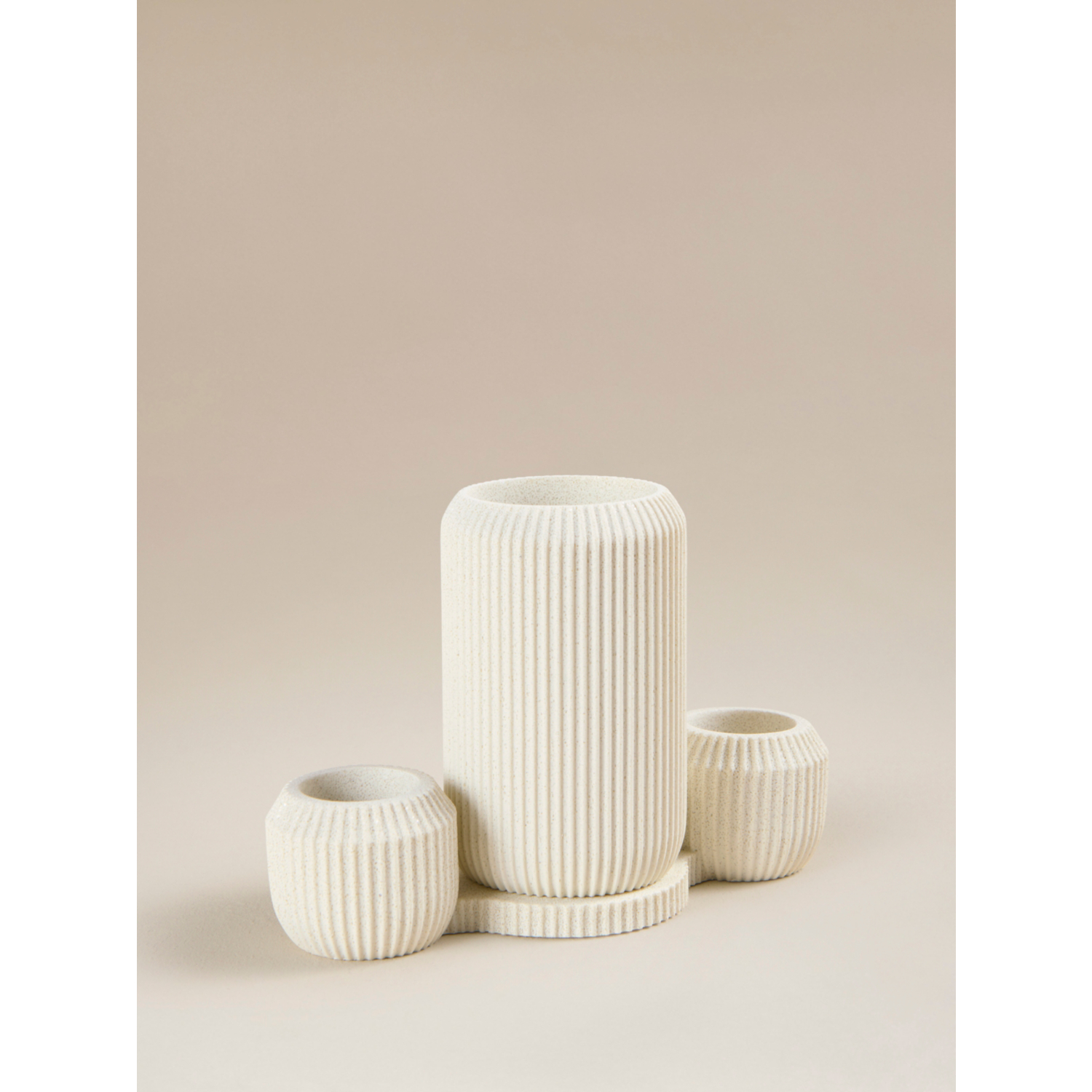 George Natural Ribbed Toothbrush Holder & Tumbler Set