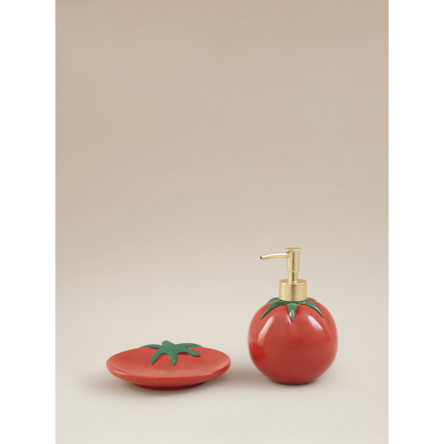 George Red Tomato Soap Dispenser & Trinket Dish Set