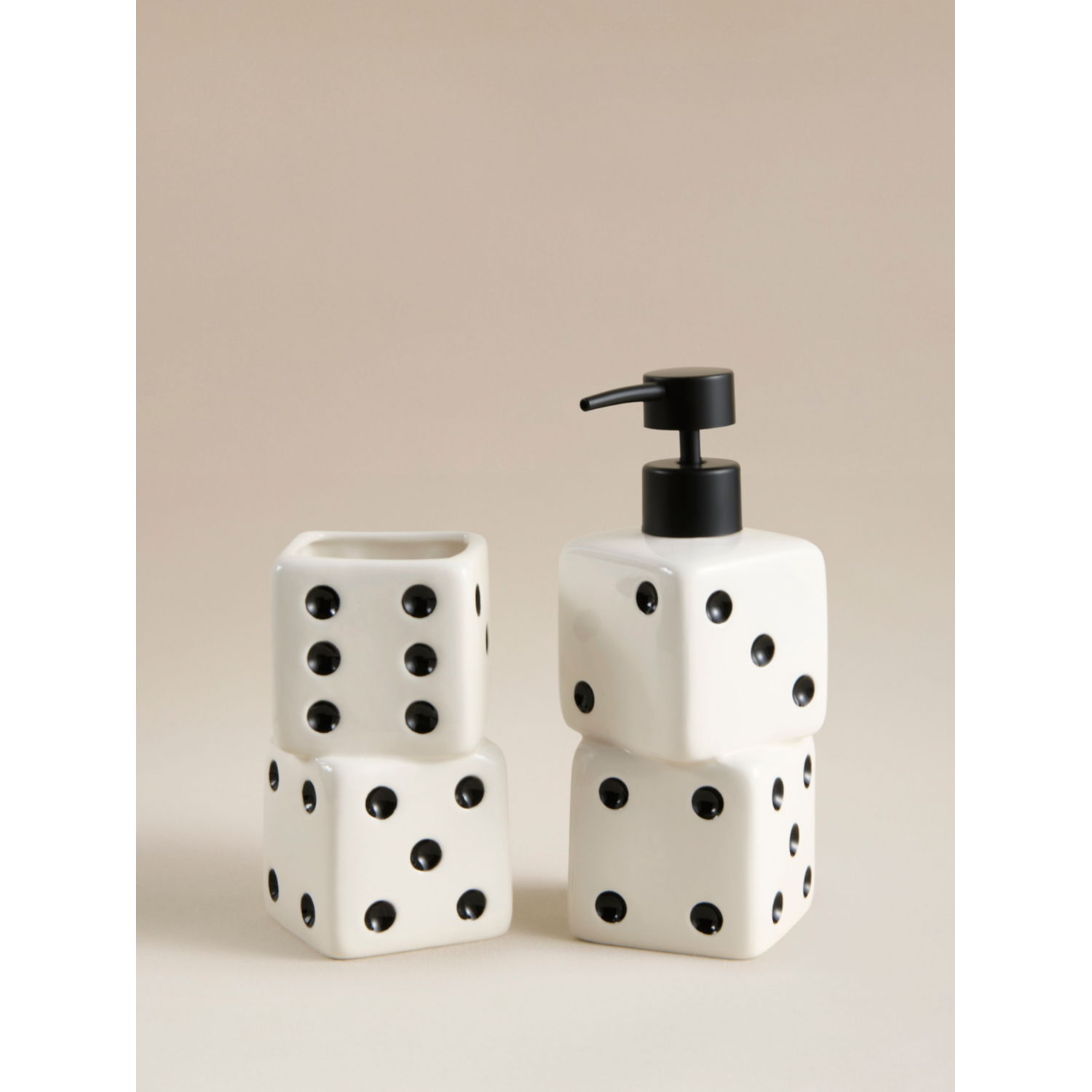 George Black & White Dice Soap Dispenser & Tumbler Set