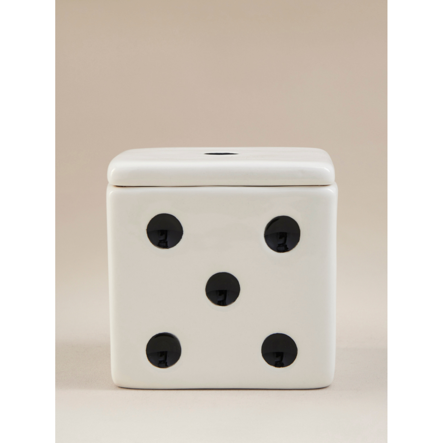 George Black & White Dice-Shaped Lidded Pot