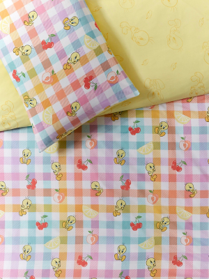 Looney Tunes Tweety Pie Gingham Reversible Duvet Set