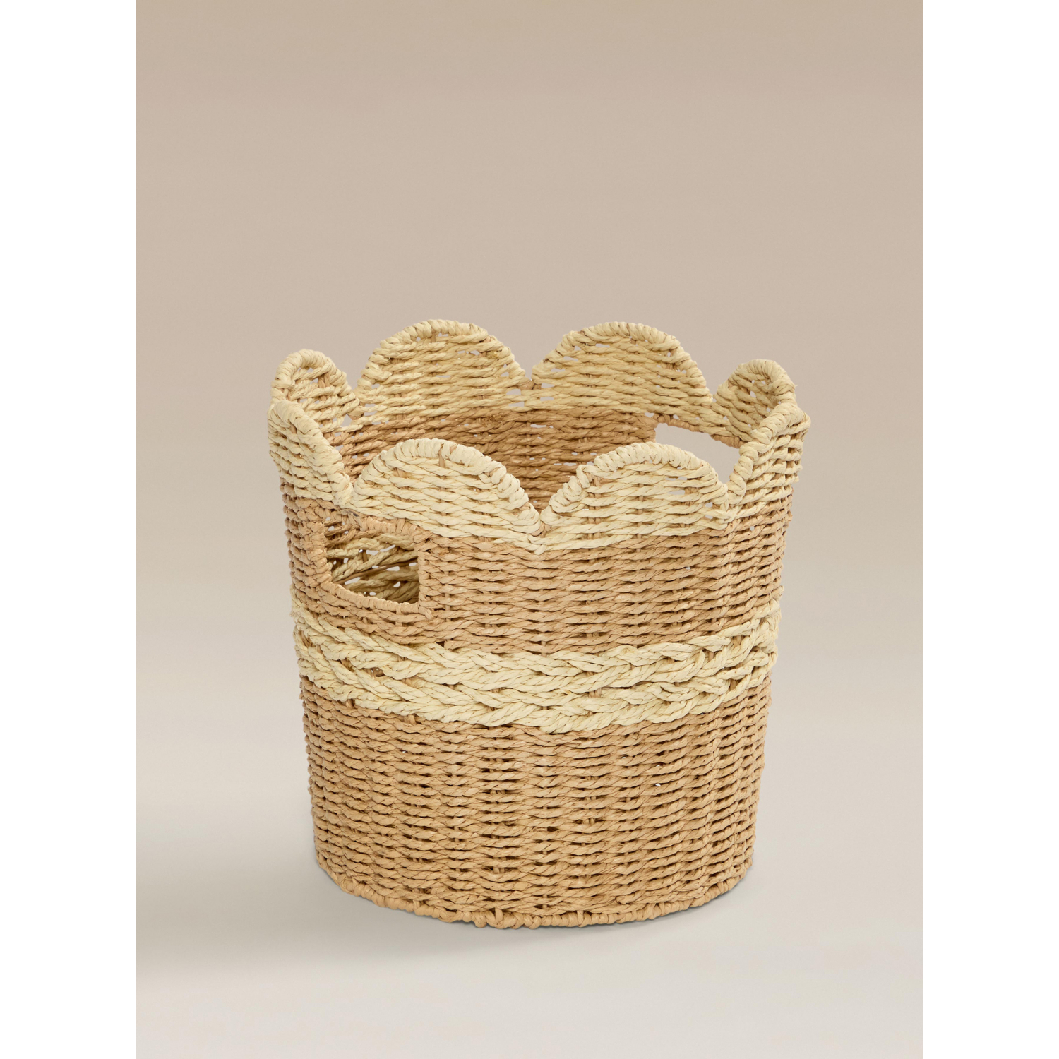 George Natural Brown Scallop Woven Storage Basket