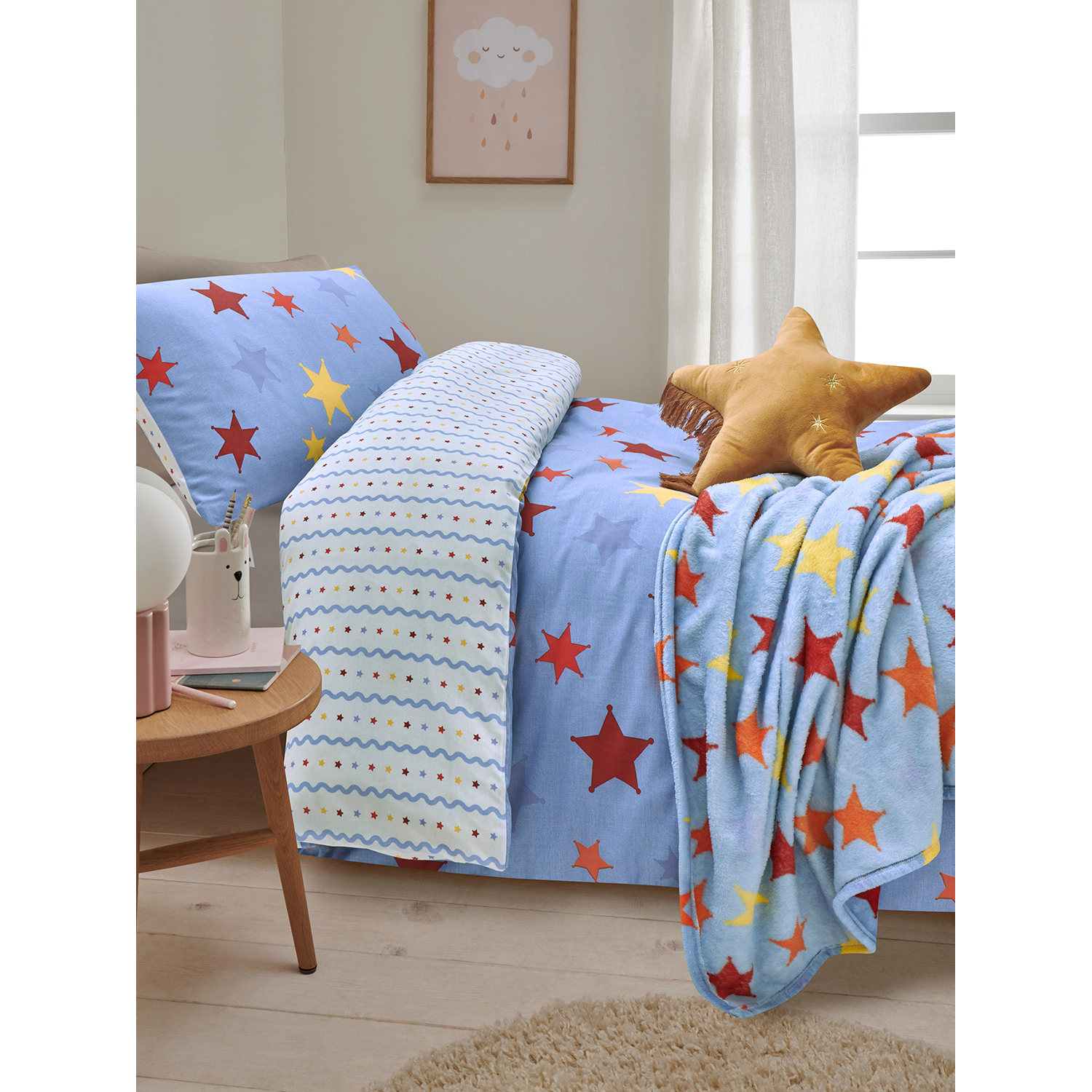George Blue Western Star Reversible Single Duvet