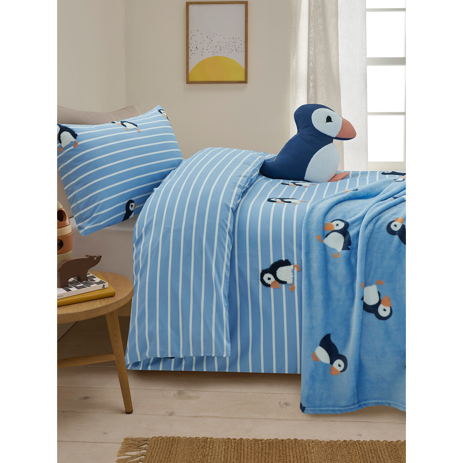George Blue Puffin Tufted Reversible Duvet Set
