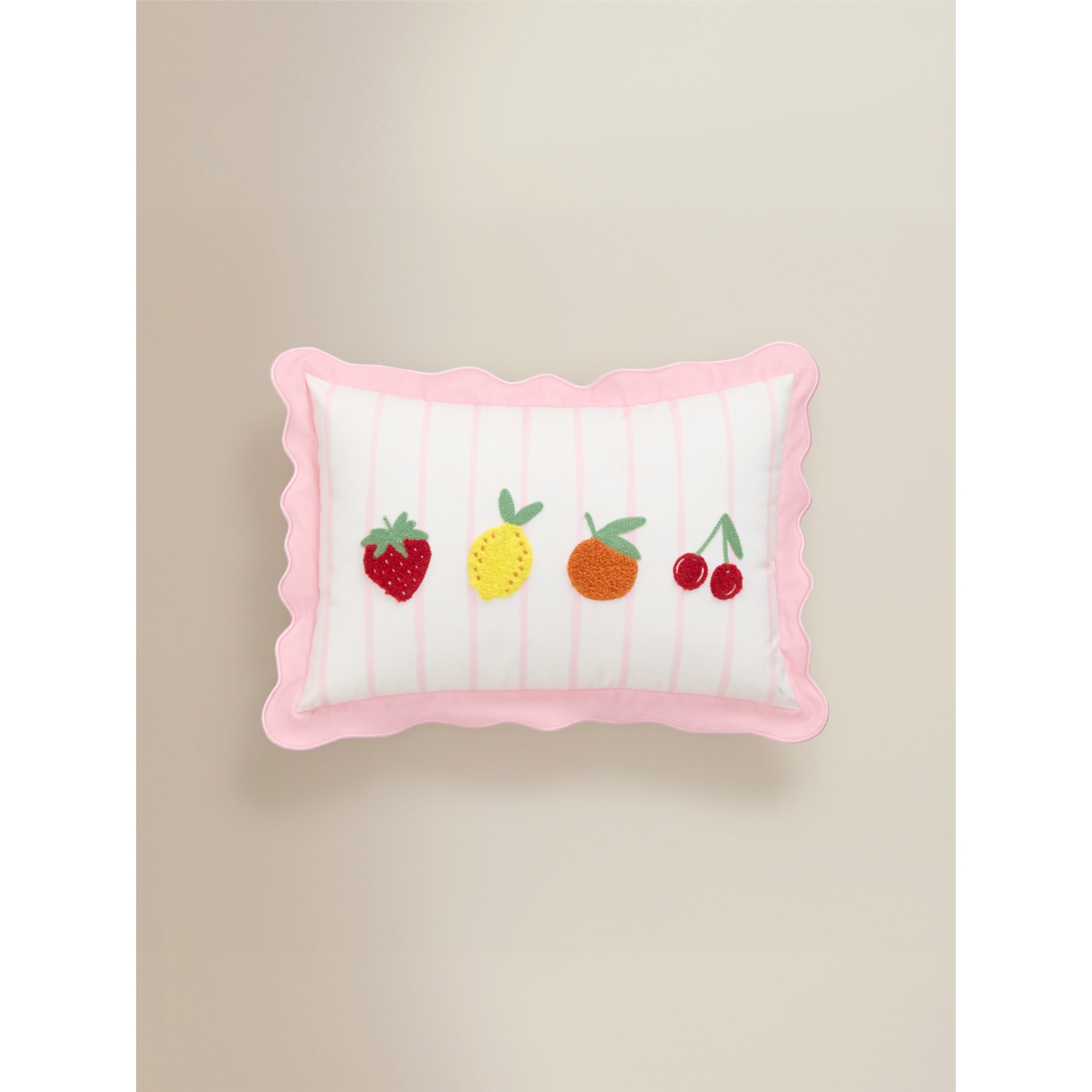 George Pink & White Pink Mixed Fruit Tufted Cushion