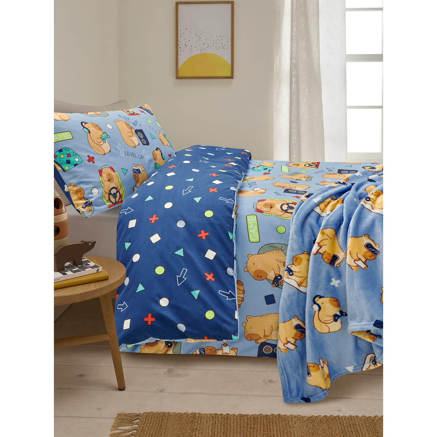 George Blue Capybara Gaming Reversible Duvet Set