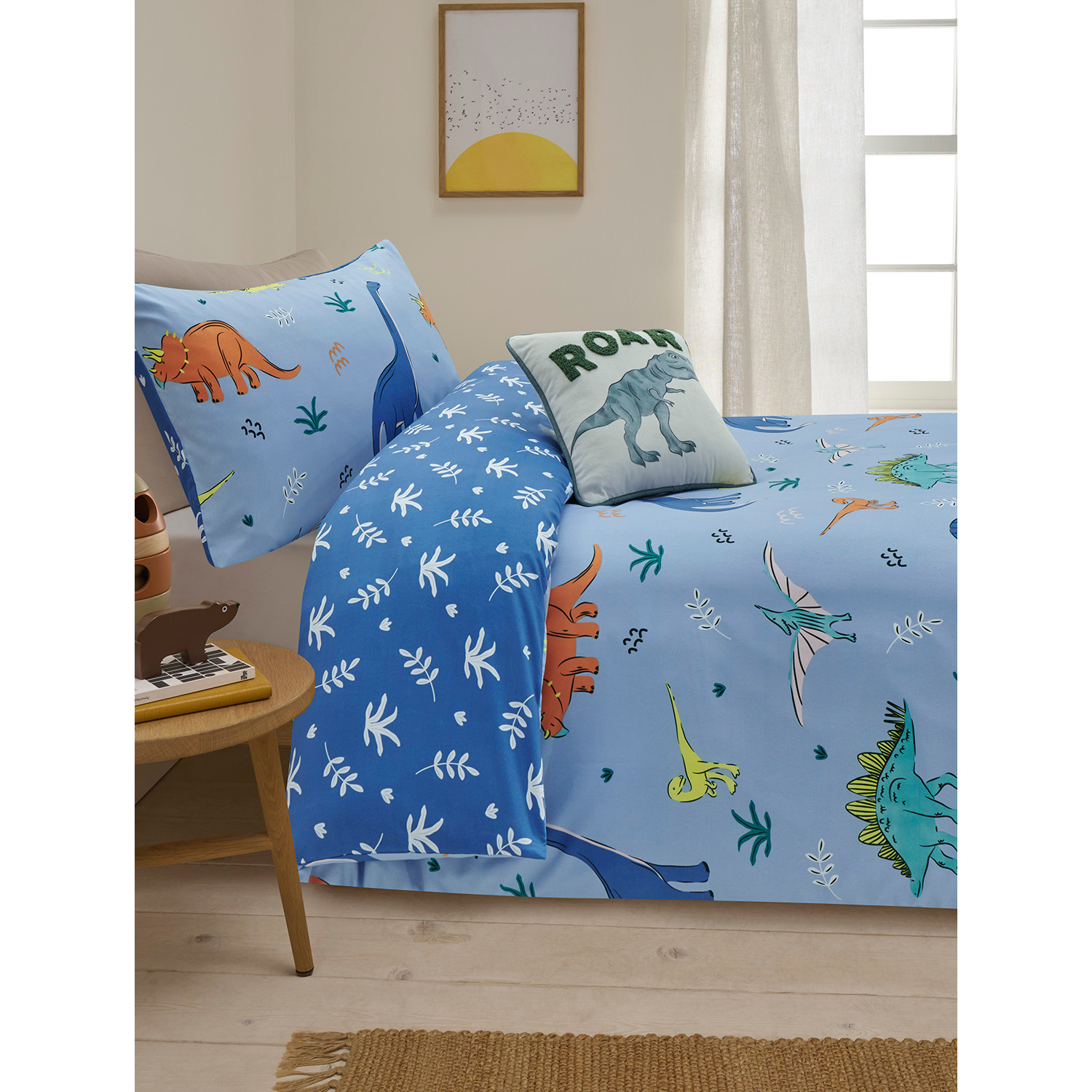 George Blue Dino Microfibre Reversible Duvet Set