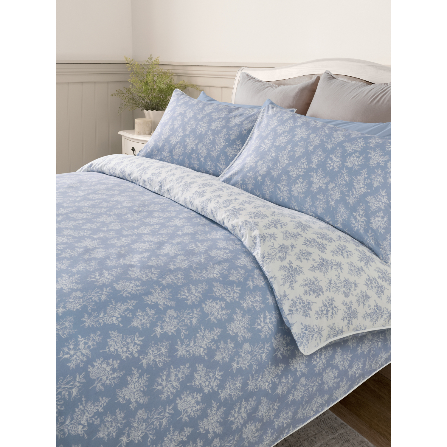 George Blue Stacey Solomon Etched Floral Reversible Cotton Duvet Set