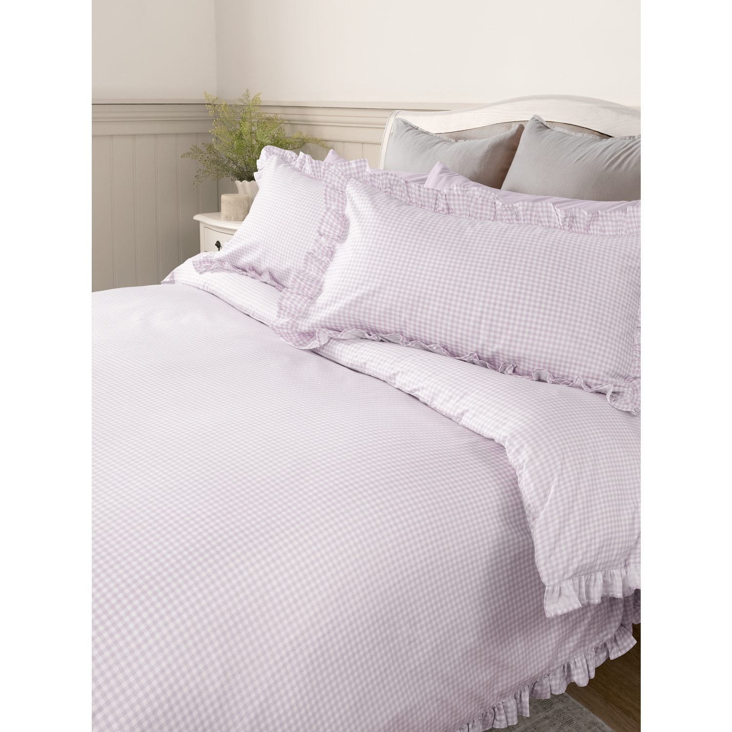 George White & Lilac Stacey Solomon Gingham Frill Cotton Duvet Set