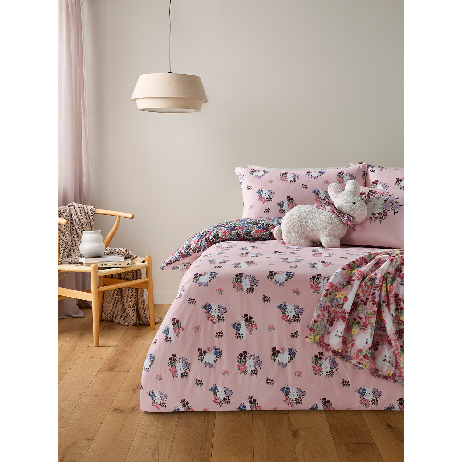 George Multi Bunny Blooms Reversible Microfibre Duvet Set