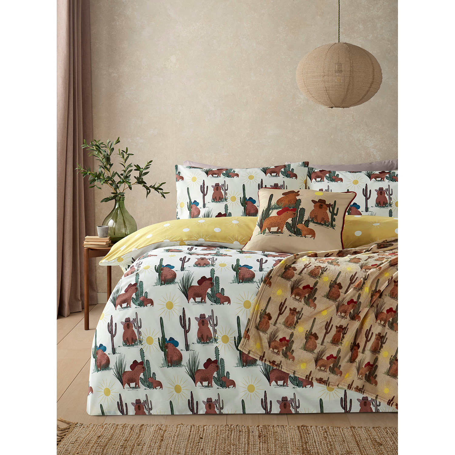 George Multi Cowboy Capybara Reversible Duvet Set
