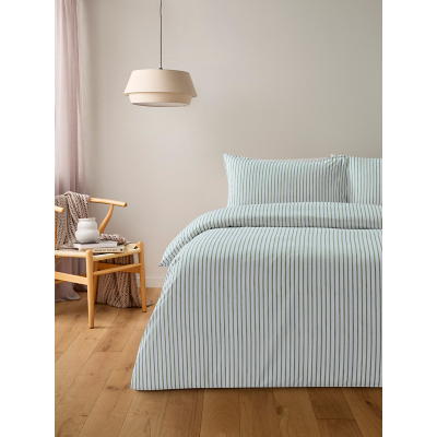 George Green & White Mini Stripe Relaxed Washed Cotton Duvet Set