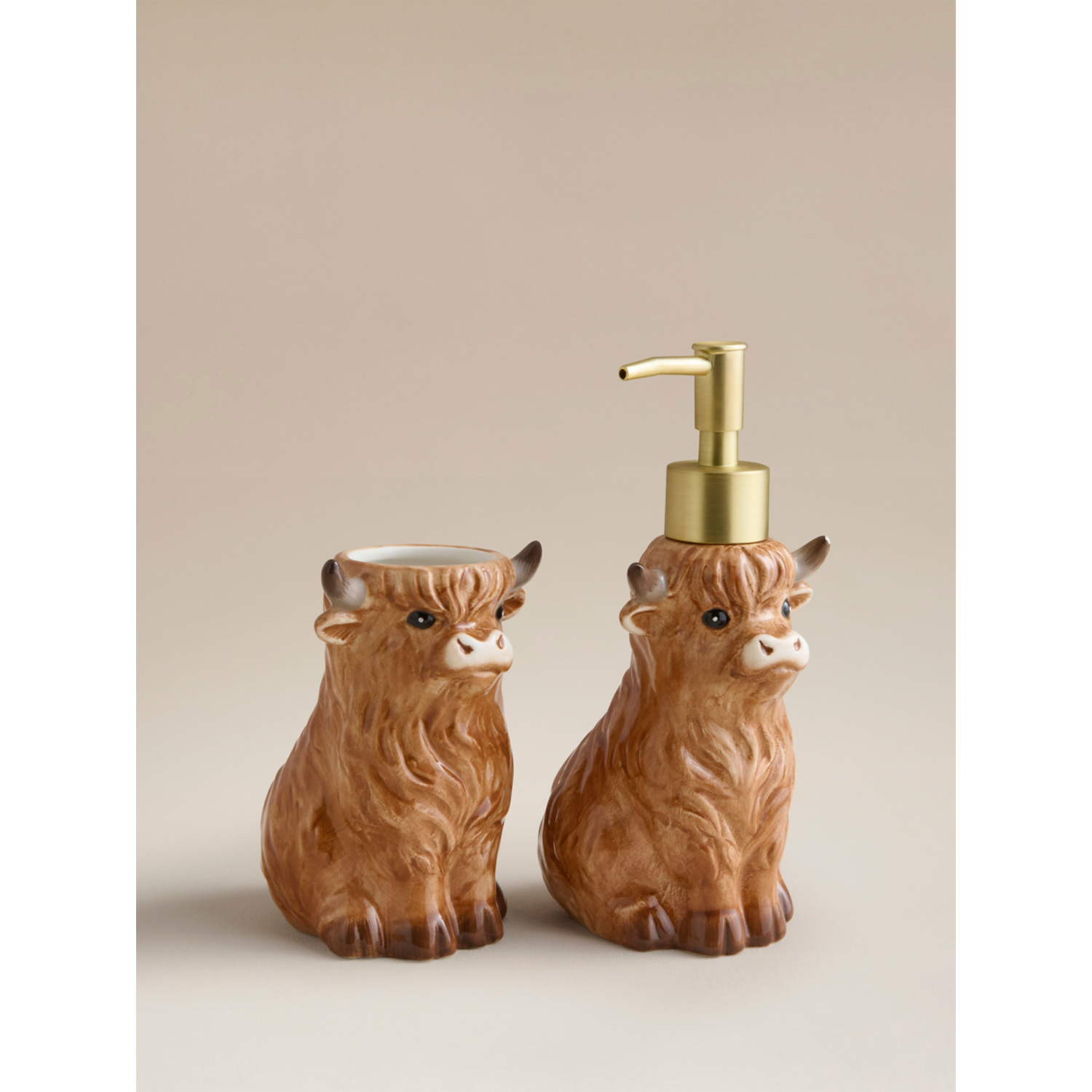 George Brown Highland Cow Soap Dispenser & Tumbler Set