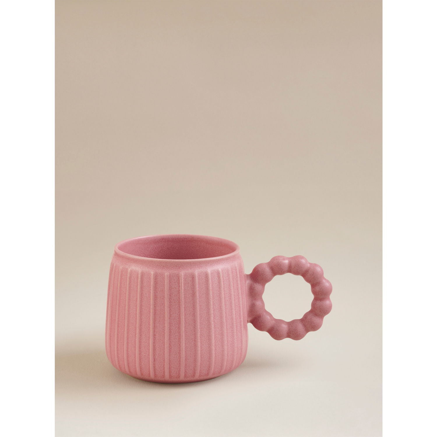 George Pink Ribbed Mug