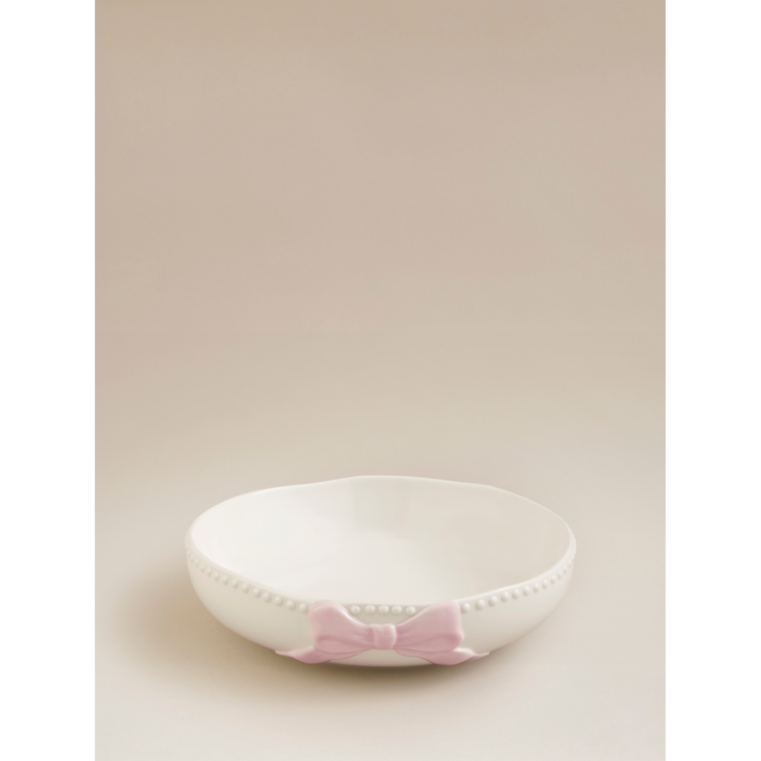 George Pink & White Bow Pasta Bowl