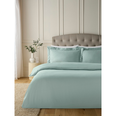 George Green Luxury 100% Cotton 300 Thread Count Sateen Stripe Duvet Set