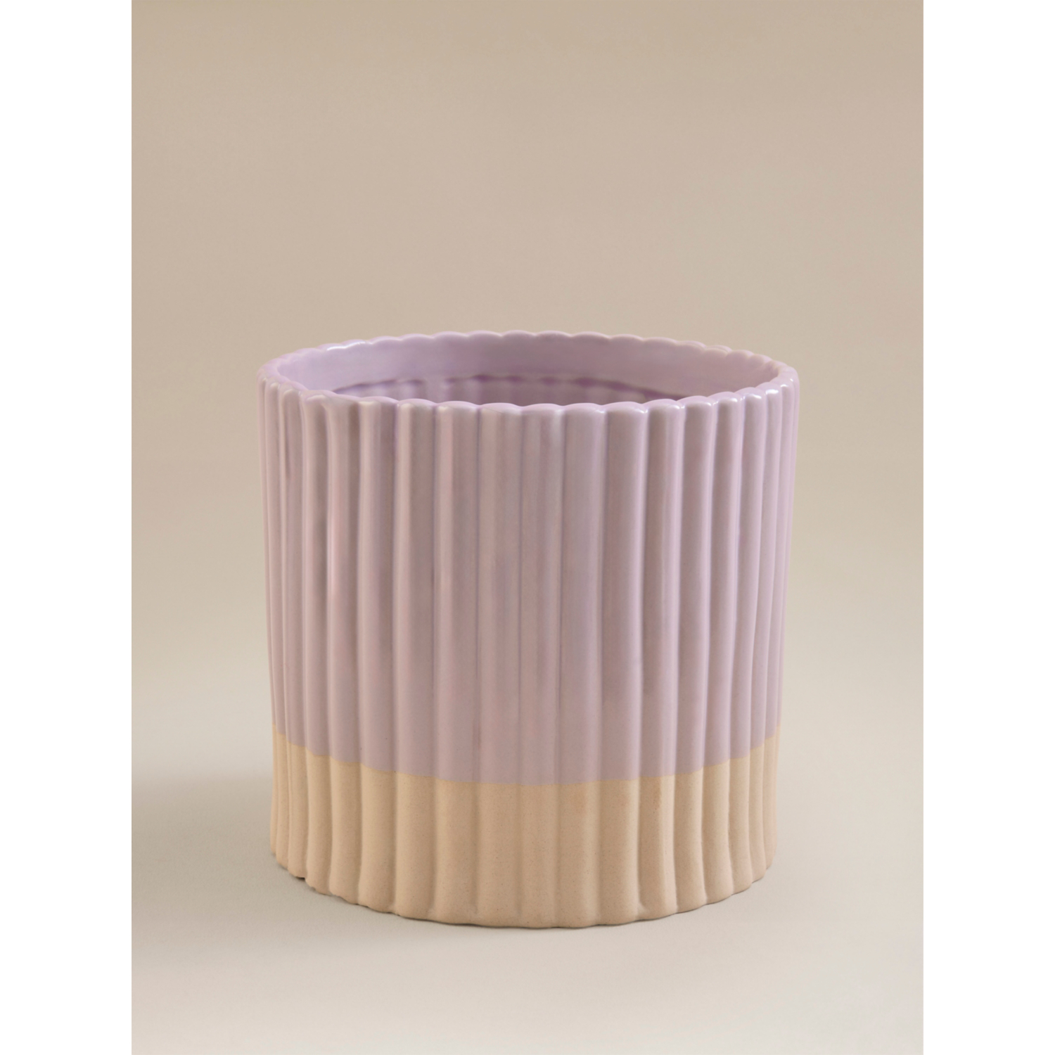 George Purple Ceramic Ribbed Two Tone Planter