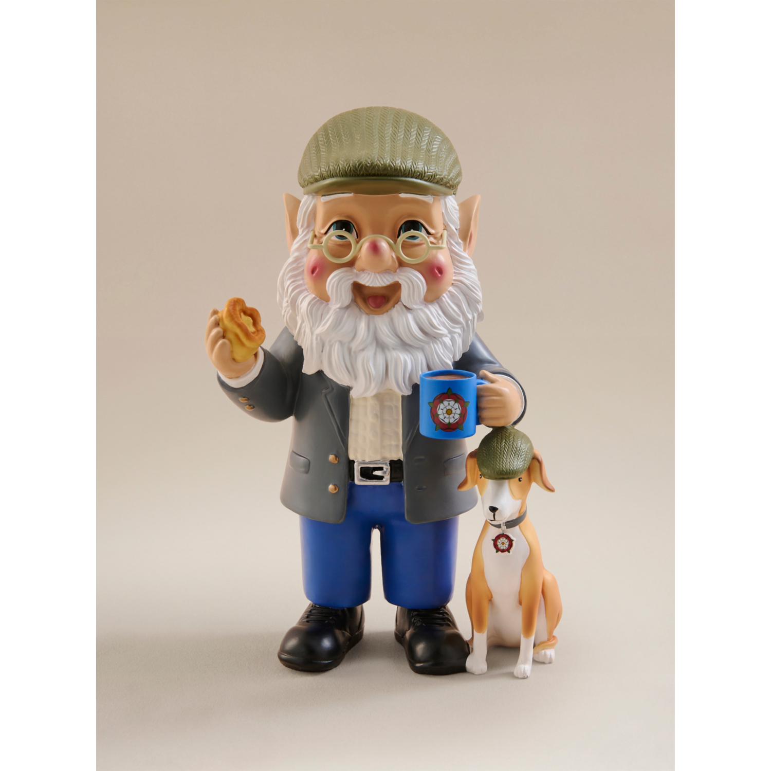 George Multi Flat Cap & Dog Gnome Garden Ornament