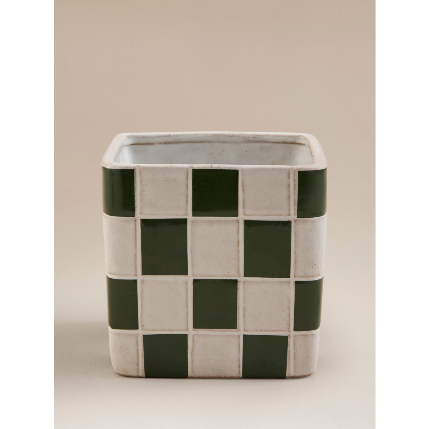 George Green & White Check Ceramic Planter